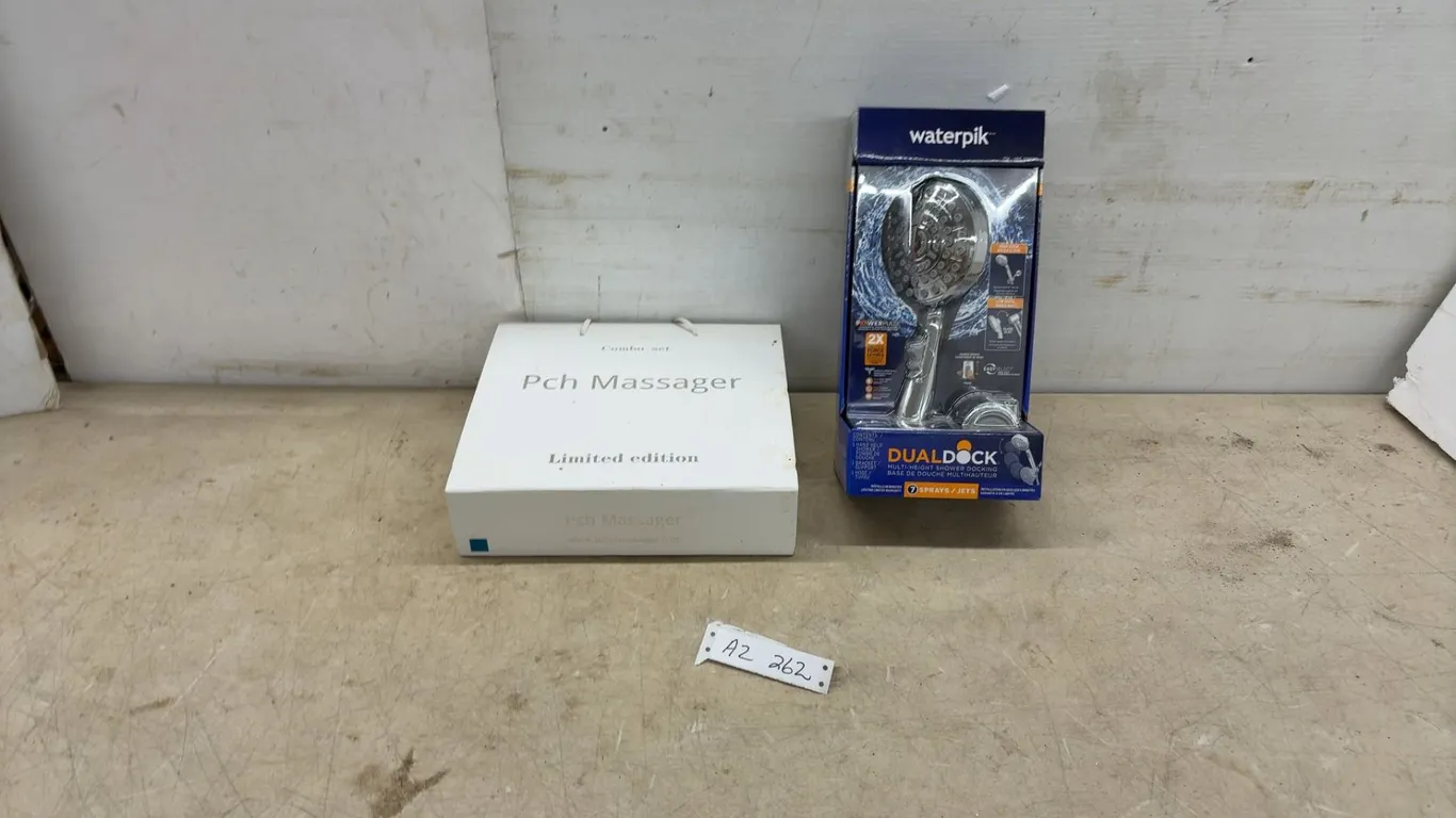 Waterpik DualDock Multi-Height Hand-Held Shower, 7 Sprays, and Pch Massager Combo Set