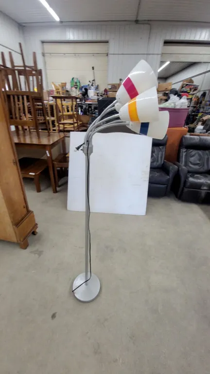 Five-Light Floor Lamp with White, Pink, Orange, Blue, and Green Shades