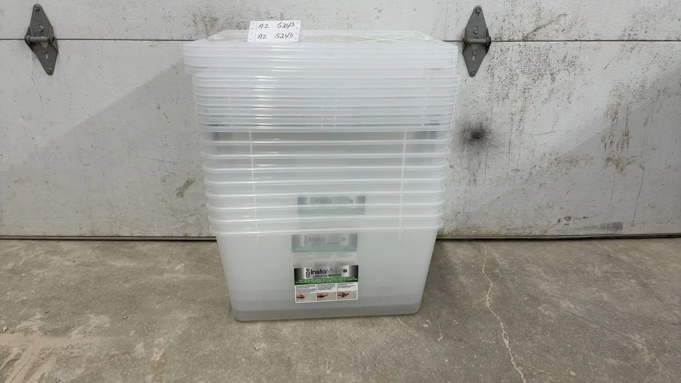 Nine Greenmade InstaView 45 Quart Multi-Use Clear Storage Containers with Double Locking Lids