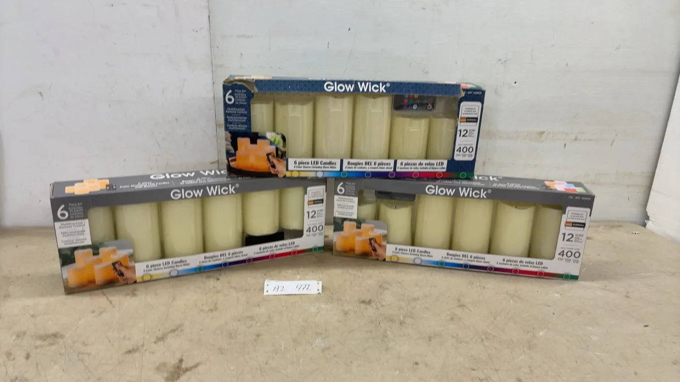 Glow Wick 6-Piece LED Candle Sets with Multifunction Remote, 8 Colors, 400 Hours and More, Factory