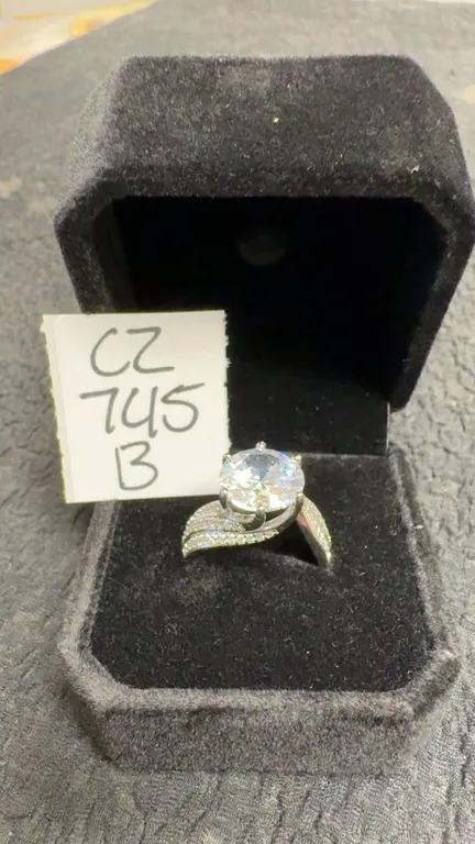 Platinum Plated 4.5 Carat Simulated Diamond Tri-Band Ring, Resizeable
