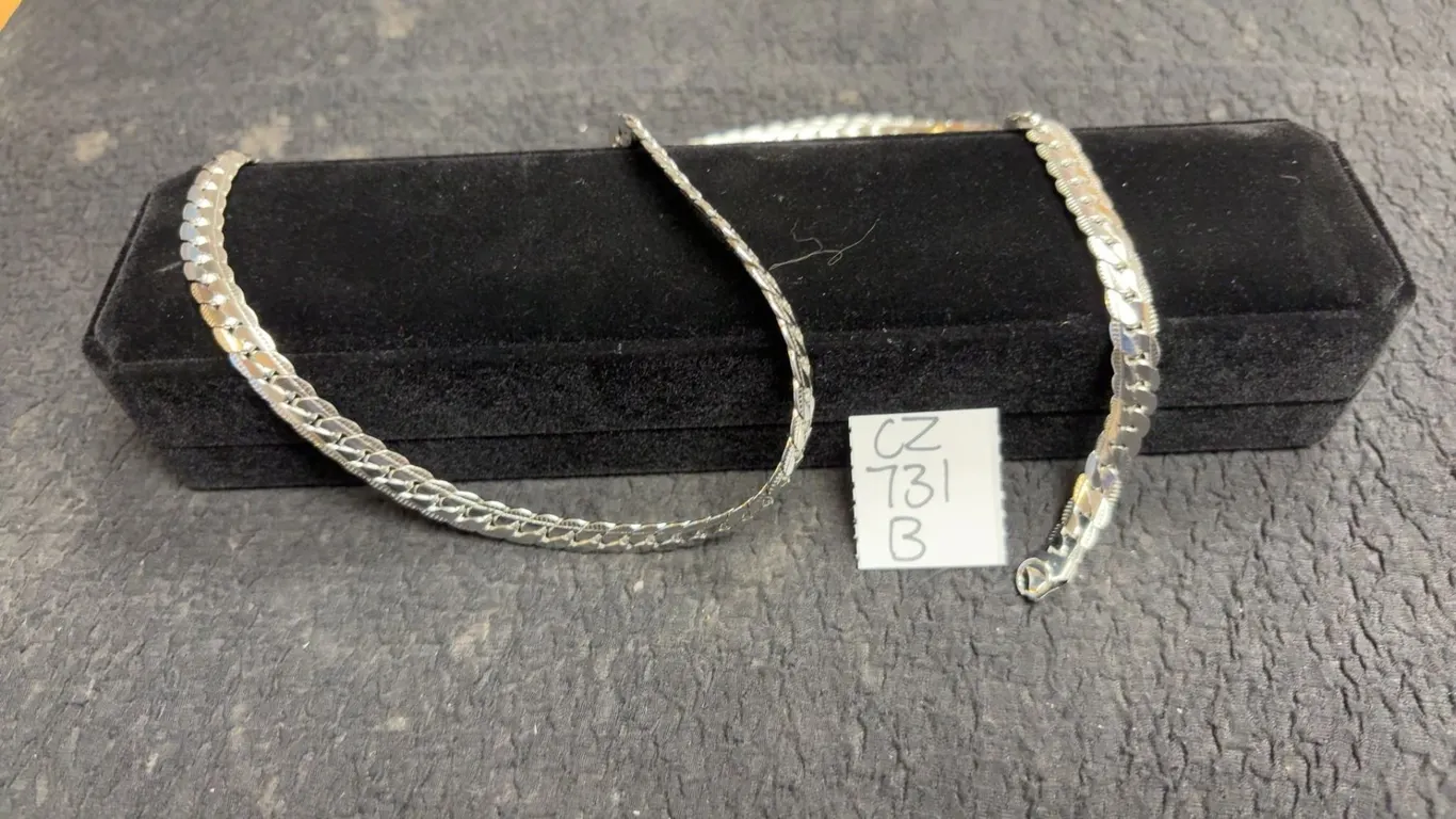 Platinum Plated 7.5mm Serpentine Necklace, 24” Long