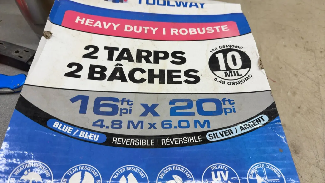 Toolway New Heavy Duty Reversible Blue/Silver Tarp, 16' x 20', 10 Mil
