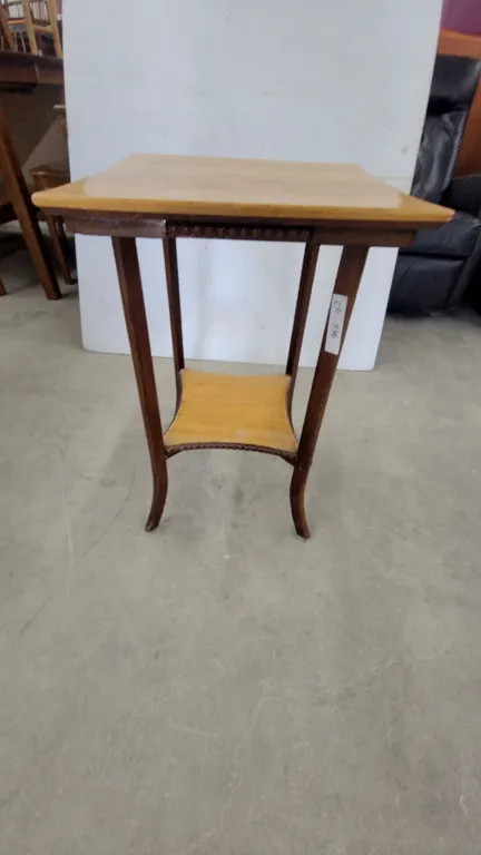Small Square Top Side Table with Lower Shelf 28”×18”×18”