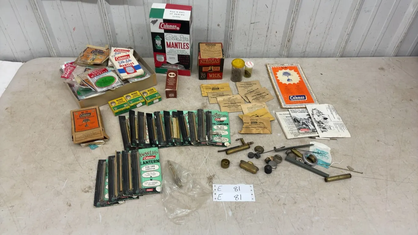 Coleman Lantern Parts Lot: Silk-Lite Mantles, Generators, Buss Fustat Adapters