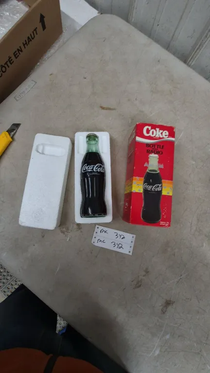 Vintage Coca-Cola Contour Bottle-Shaped AM/FM Radio, Model BT-210, with Original Box