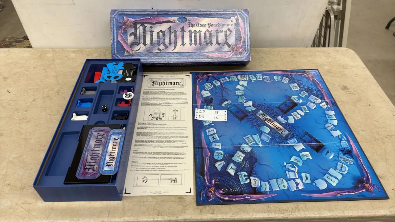 The Video Board-game Nightmare, Board Game, Box, Board, Instructions, Game Pieces
