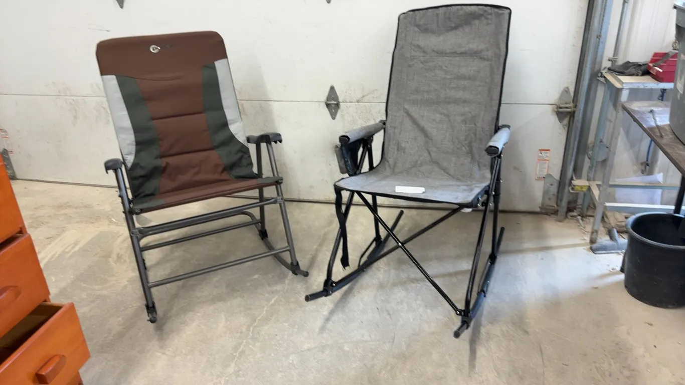 Ozark Trail Oversized Padded Folding Rocking Chair and GCI Outdoor Freestyle Rocker