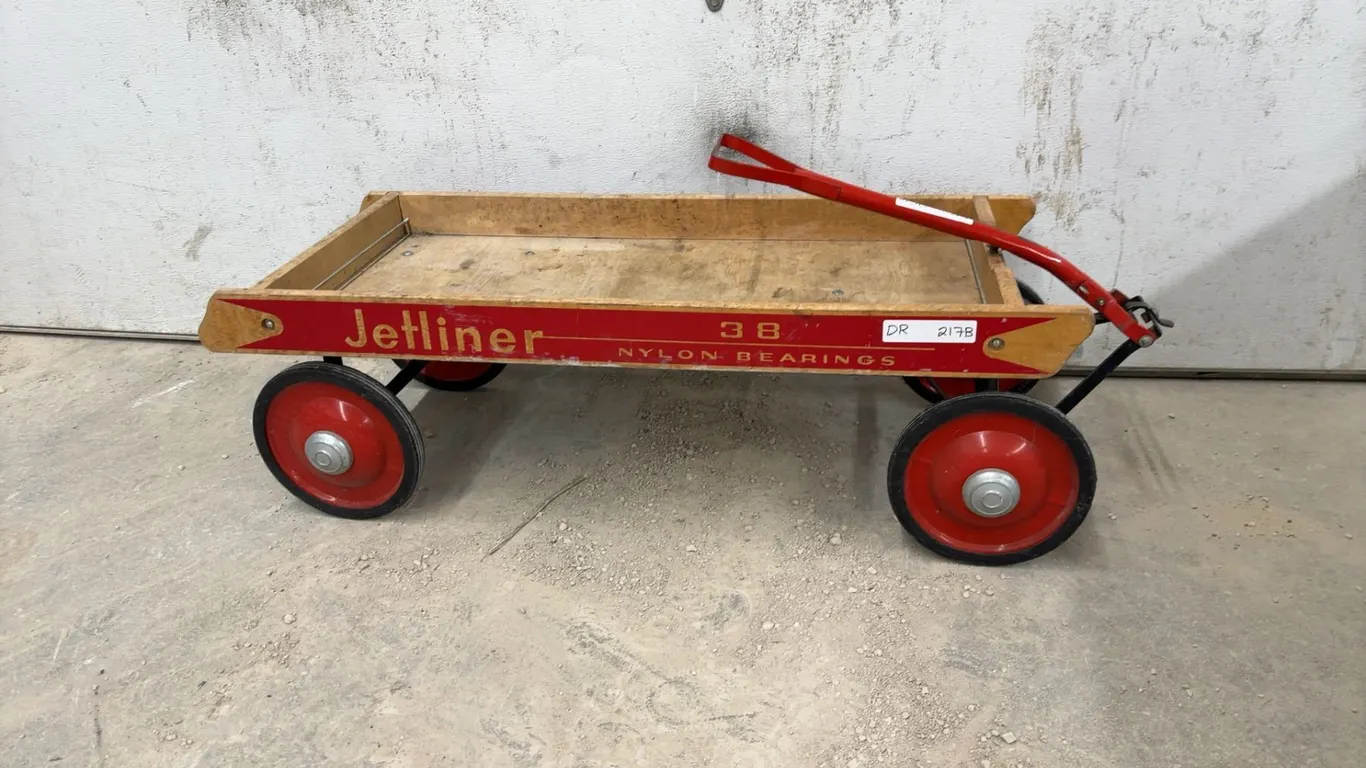 Jetliner 38 Nylon Bearings Red Wagon with Wood Bed and Red Handle