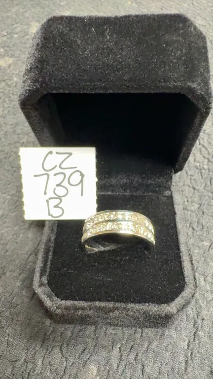 Platinum Plated 8.0mm Princess Cut Simulated Diamond Man's Ring, Size 10