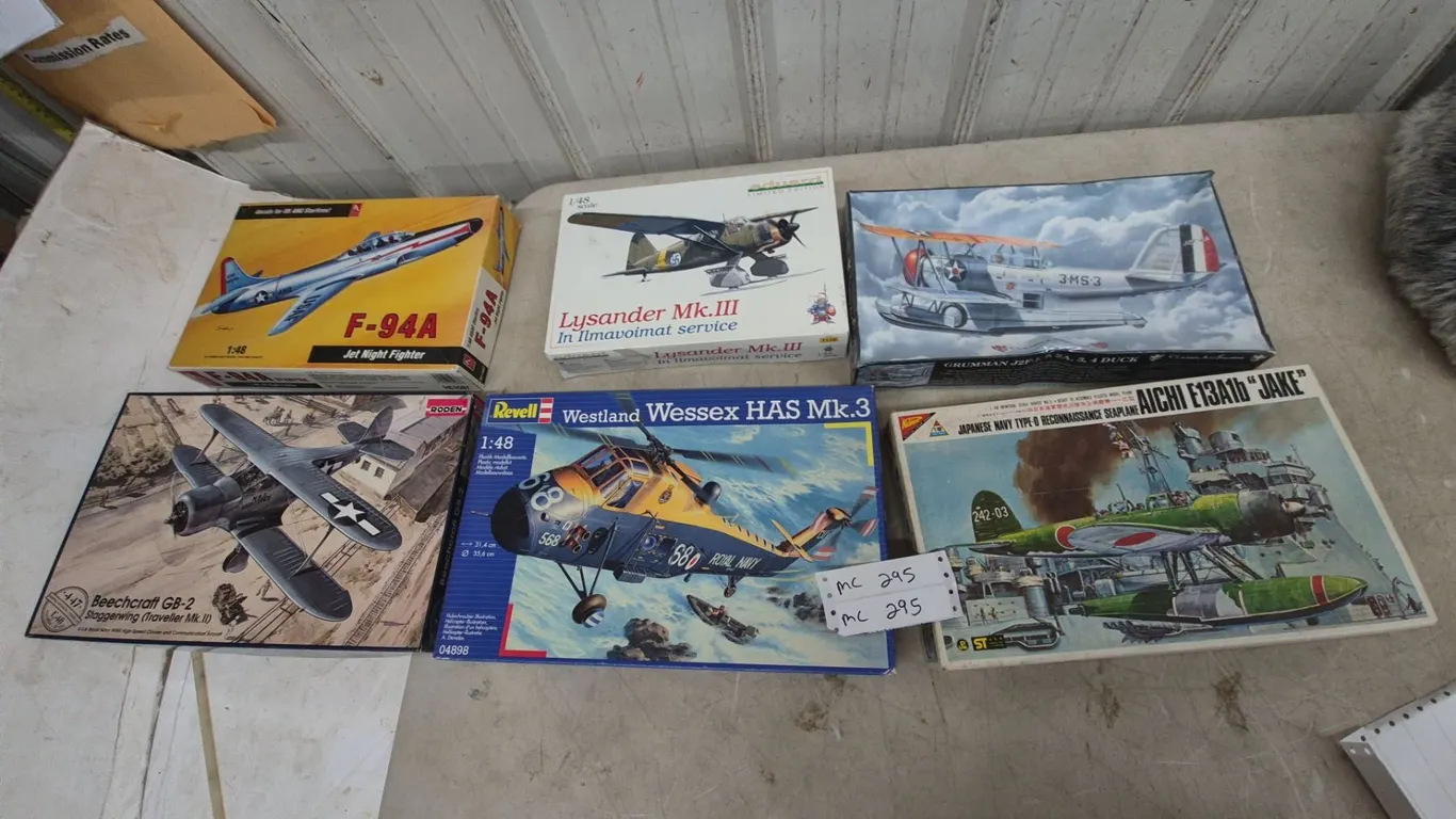 6 models 1/48scale Revell Westland Wessex HAS Mk.3, Aichi E13A1b "Jake", Grumman J2F-1, 2A, 3, 4