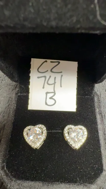 925S 0.8ct Each Simulated Diamond Heart Halo Stud Earrings, 925 Sterling Silver with White Gold