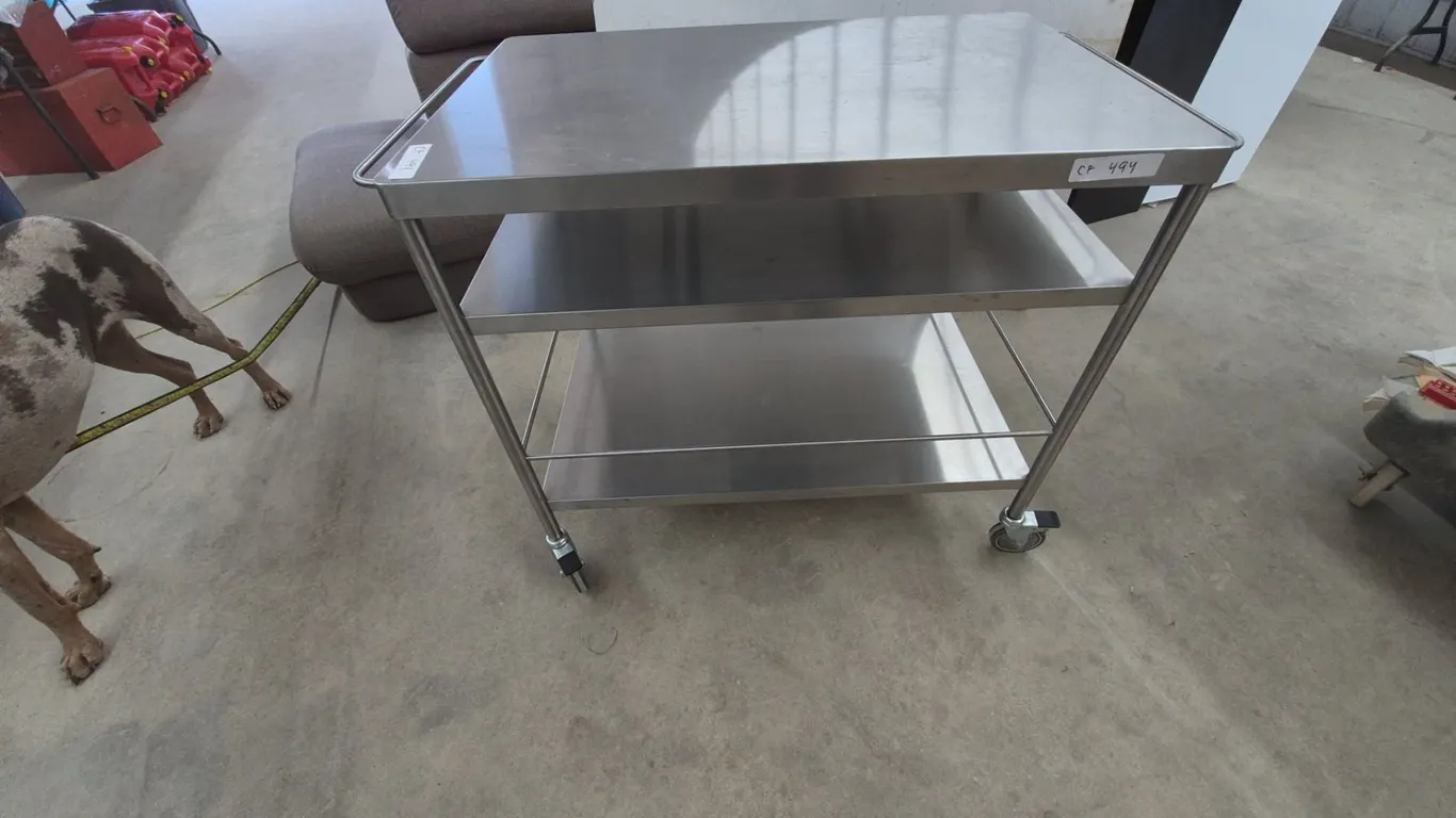 Stainless Steel 3-Tier Utility Cart on Casters with Handles, 31”×34”×22”