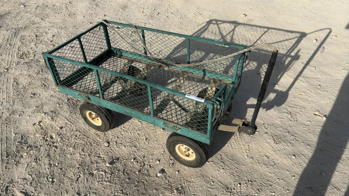 Green Metal Mesh Garden Cart