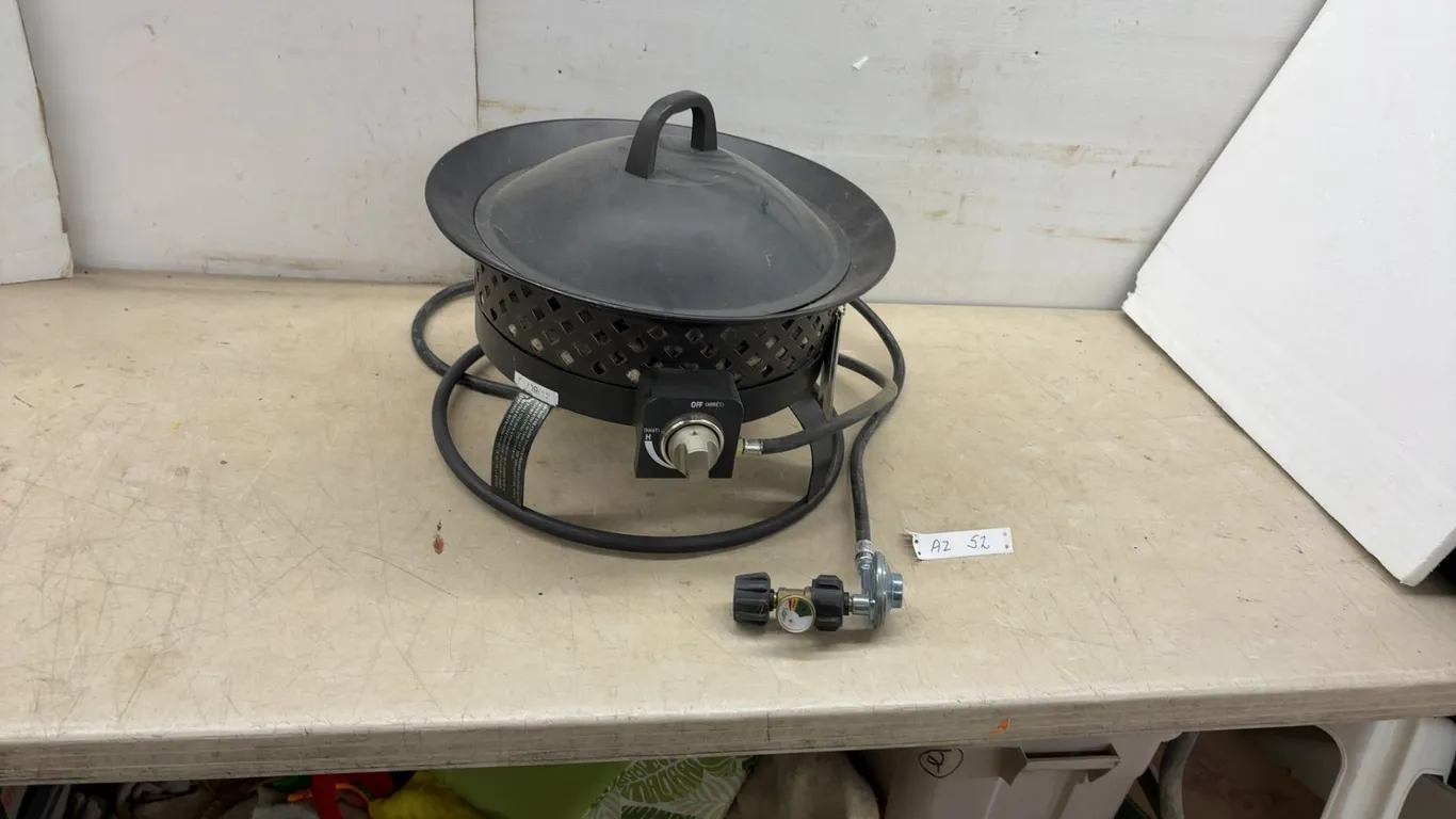 Portable Propane Gas Fire 19” Bowl with Lid, Lava Rocks, and Regulator
