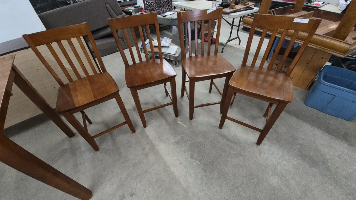 Four Wood Bar Stools