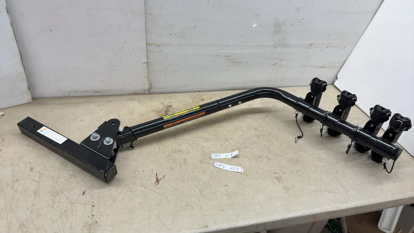 Hitch-Mounted 4-Bike Rack with Individual Cradles and Rubber Straps