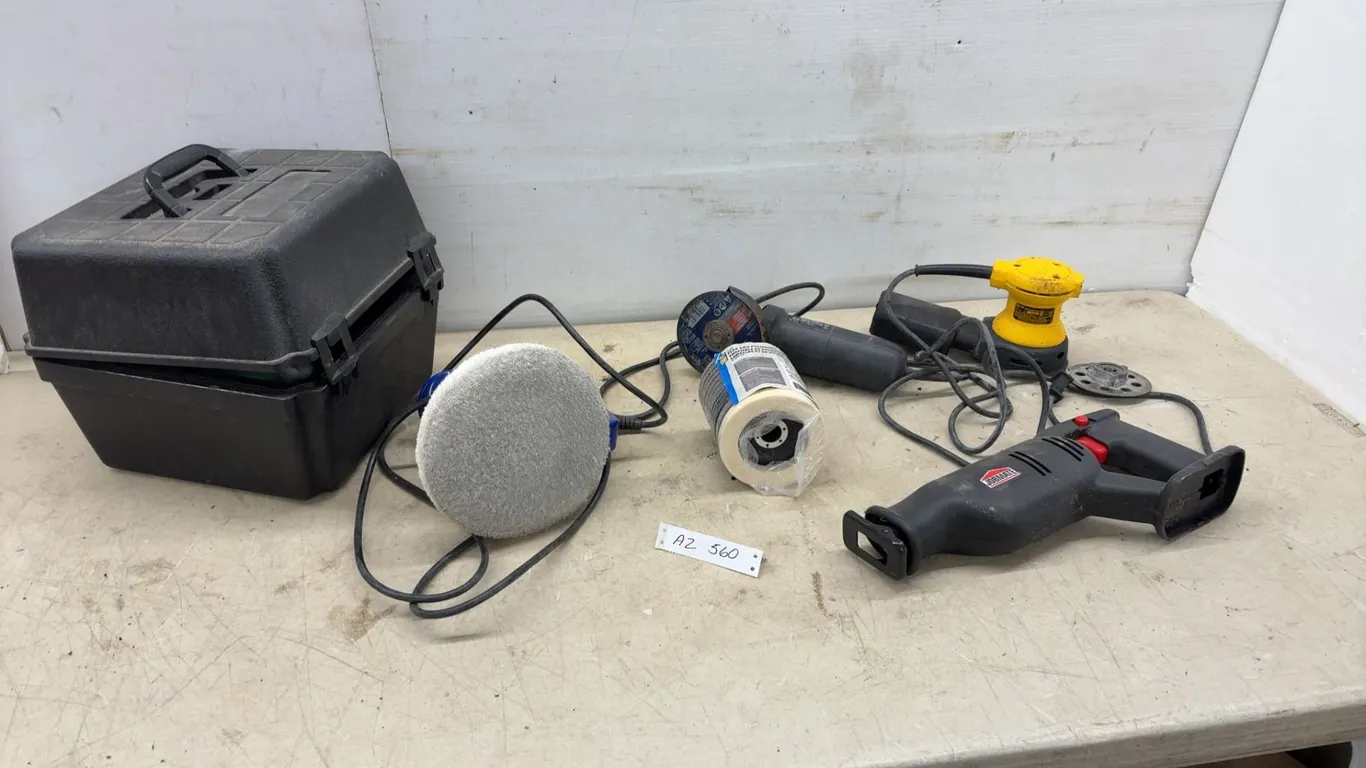 Simoniz S6072 10” Corded Orbital Polisher/Buffer, Angle Grinder, DeWalt Sander and Recip Saw, No