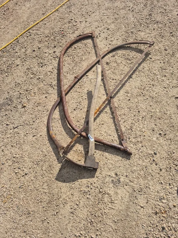 Adz axe and 2 bucksaws