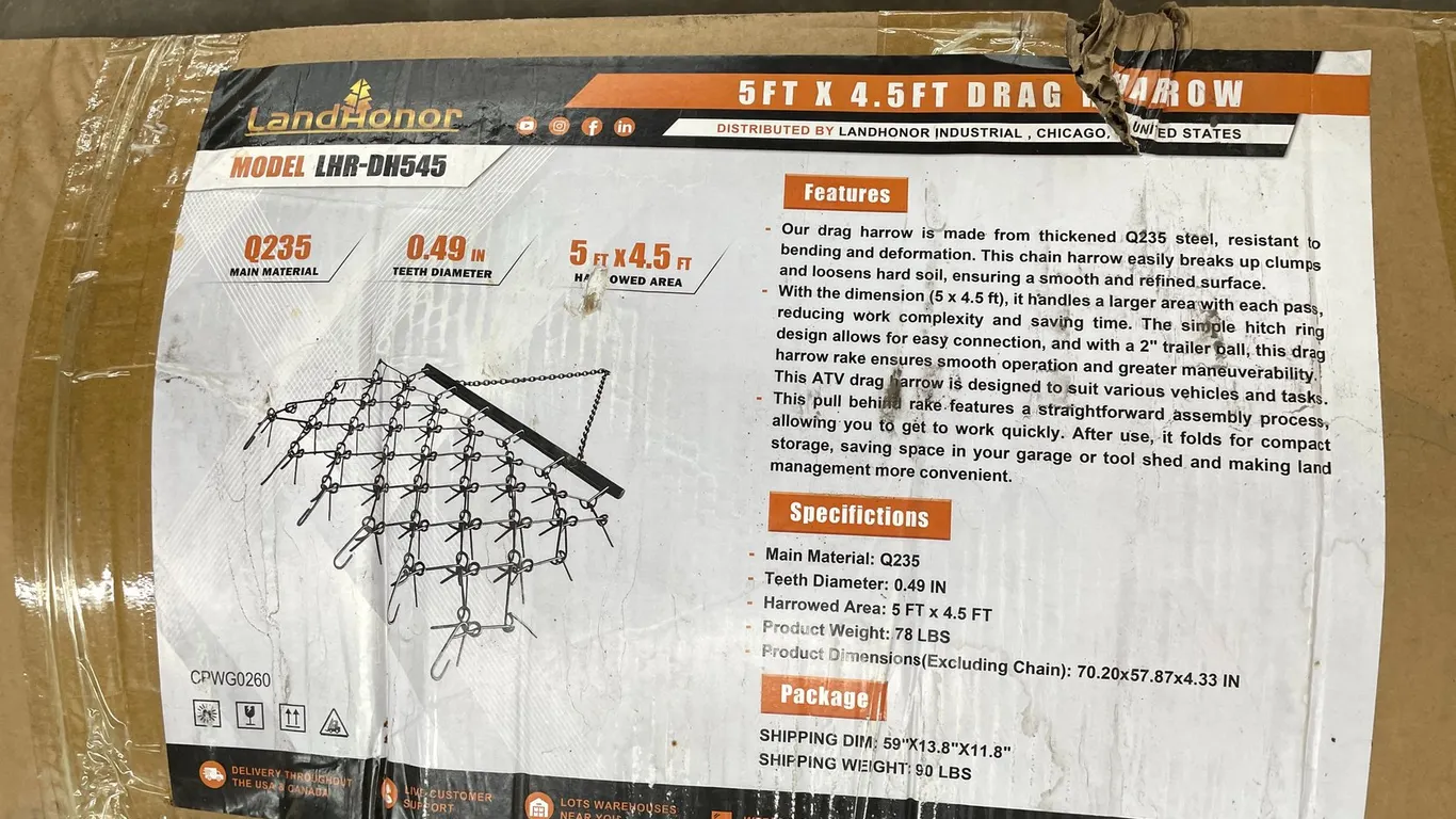 LandHonor 5' x 4.5' Drag Harrow