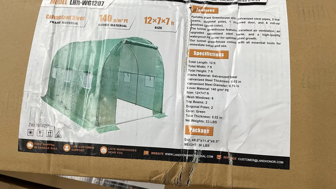 LandHonor 12' x 7' x 7' Walk In Greenhouse