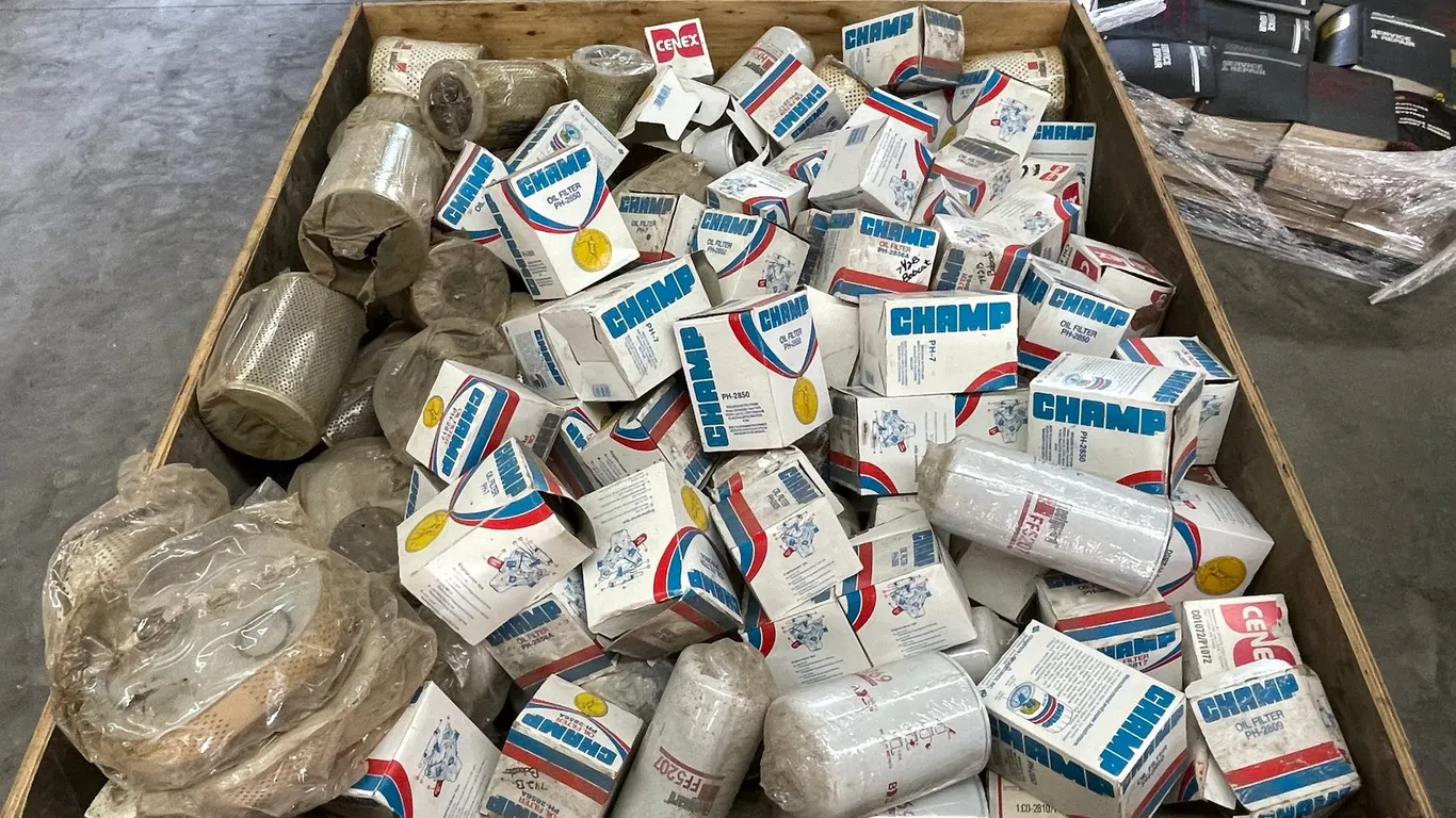 Wood Gaylord Full of Oil and Fuel Filters