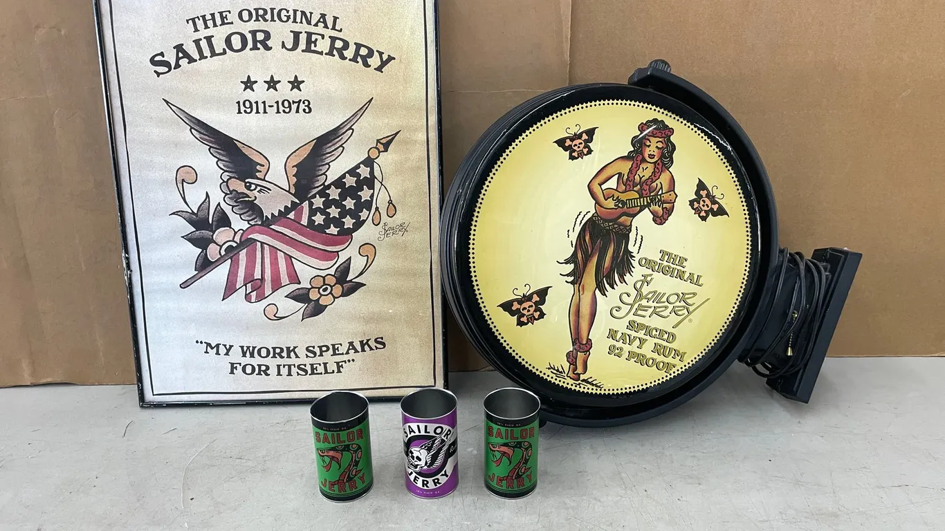 Sailor Jerry's Spiced Rum Hanging Light and Sign