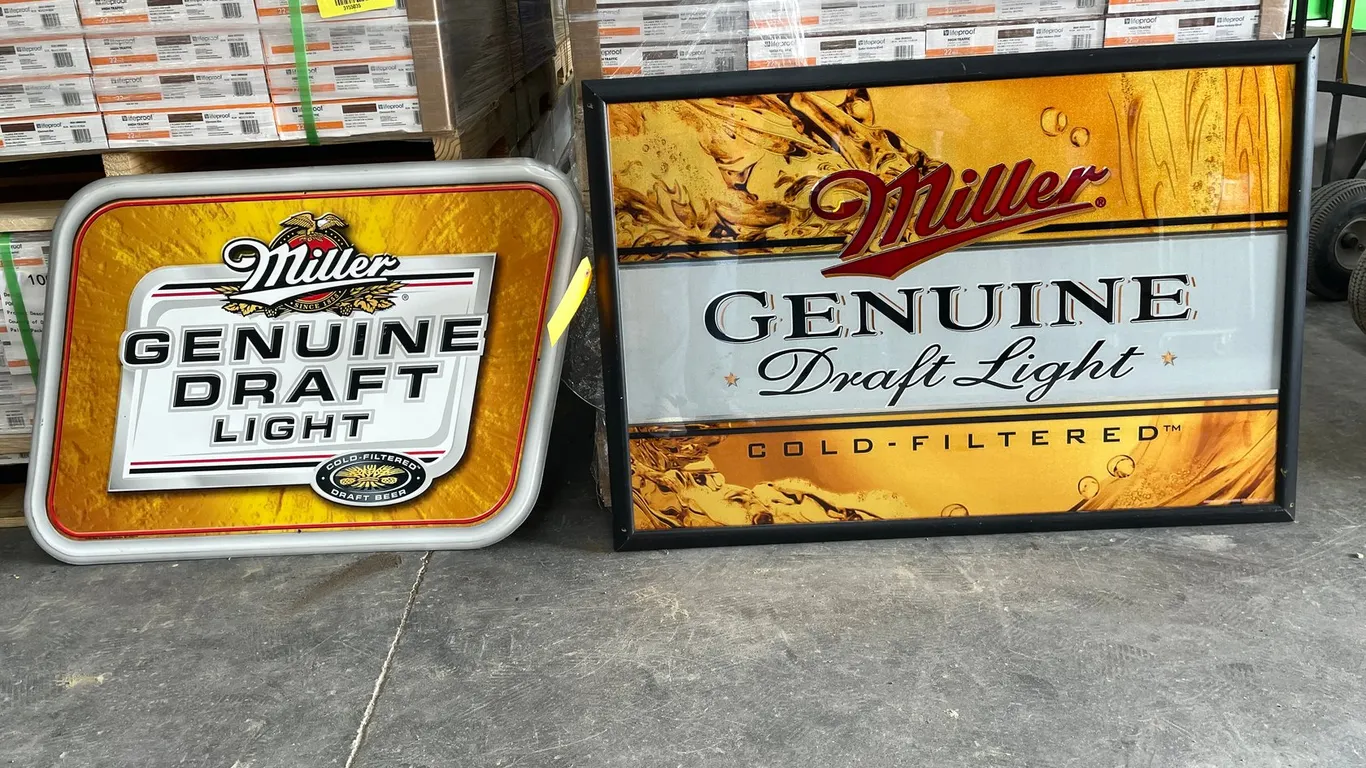 Miller Light Framed Picture and Miller Tin Sign