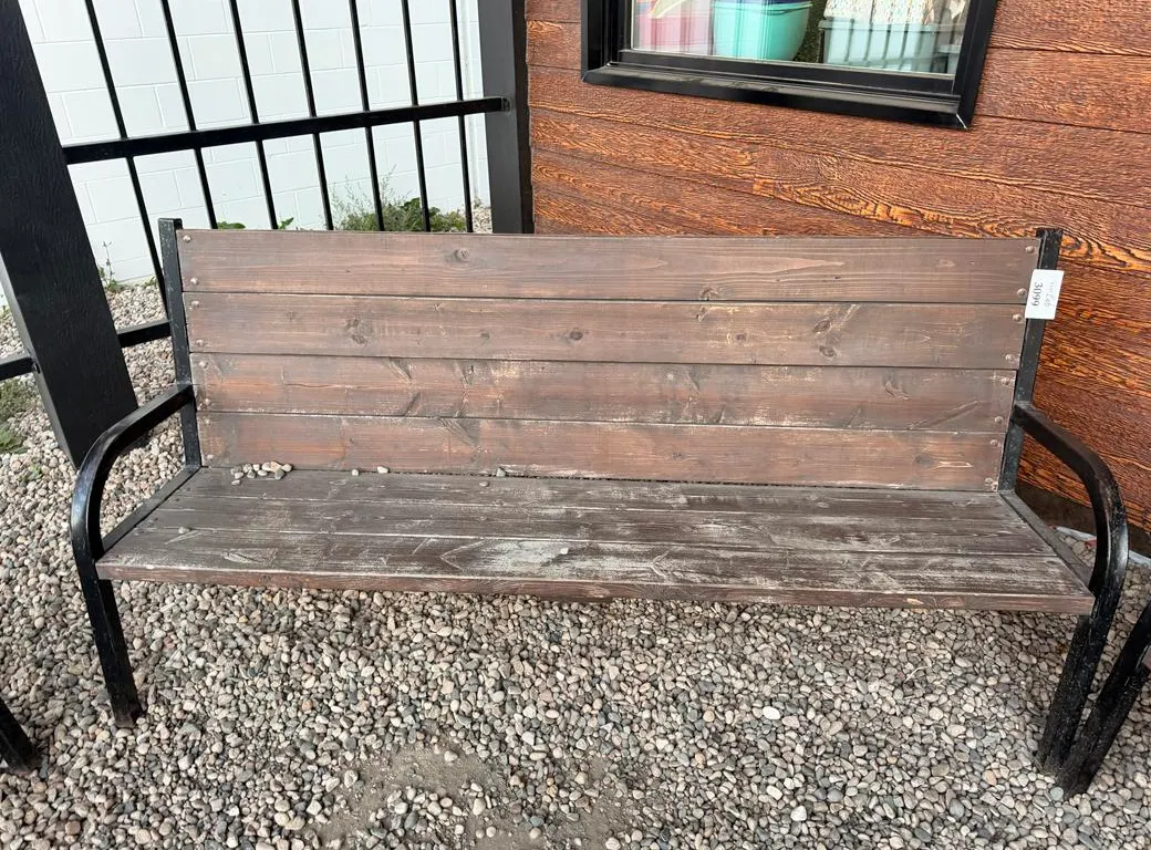 Metal Framed Wooden Park Bench (25"W x 18"D x 37"H)