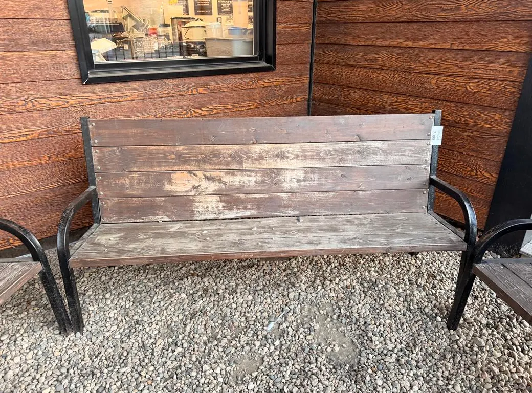 Metal Framed Wooden Park Bench (25"W x 18"D x 37"H)