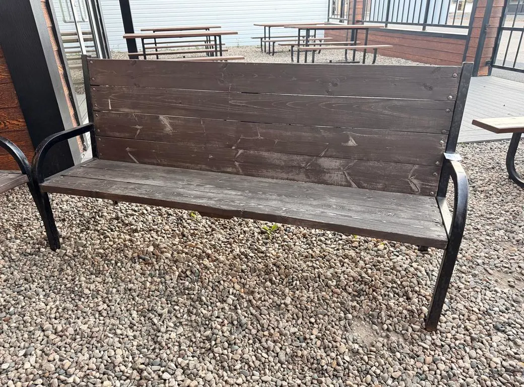 Metal Framed Wooden Park Bench (25"W x 18"D x 37"H)