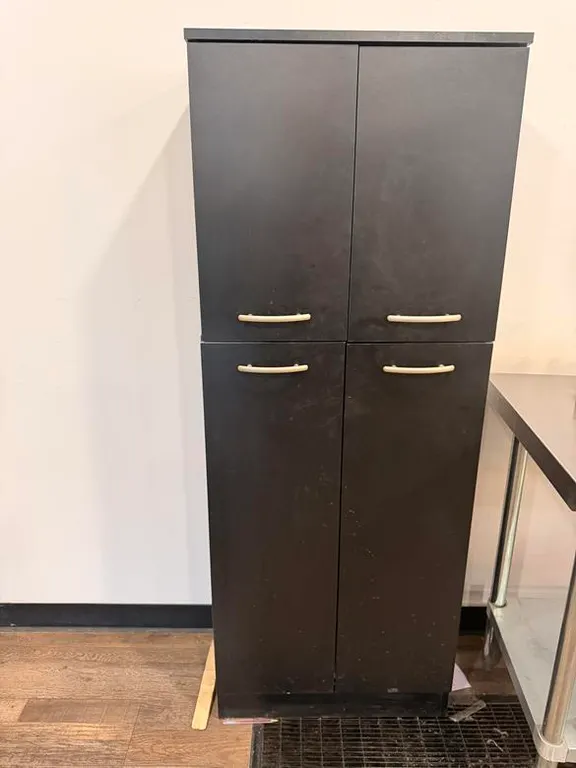 Black 4-Door Cabinet (23 1/2" x 12 1/2" x 61"H) Contents Not Included