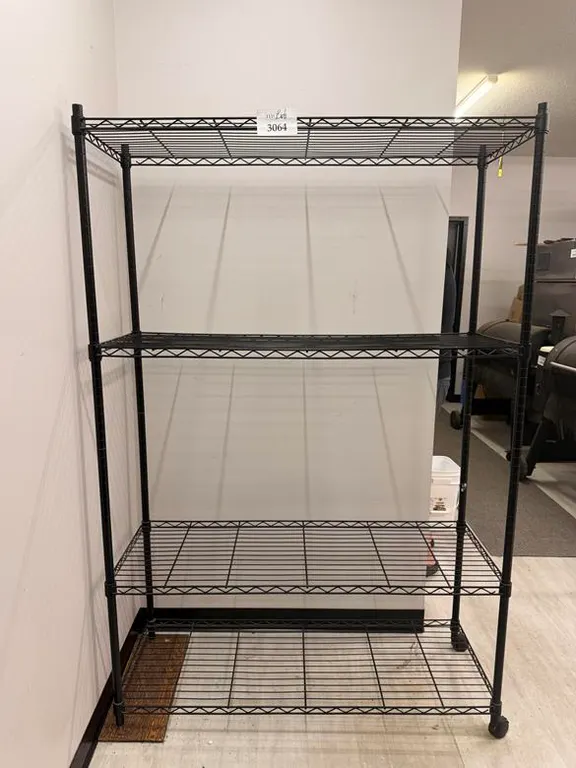 Black Commercial Wire Shelving on Castors (47" x 18" x 72") Missing 2 Castors