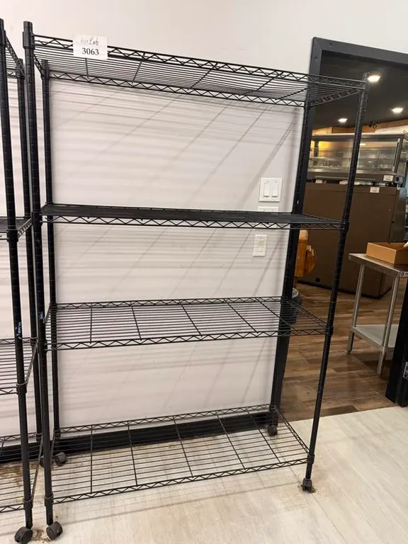 Black Commercial Wire Shelving on Castors (47" x 18" x 72")