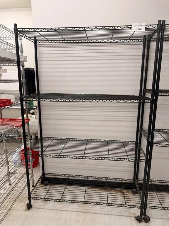 Black Commercial Wire Shelving on Castors (47" x 18" x 72")