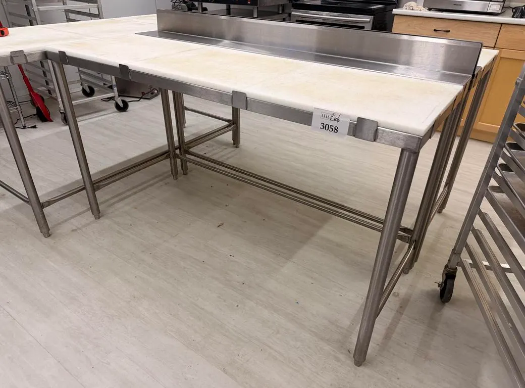 Stainless Steel Food Prep Table with 3-Piece Removable Poly Top and 4" Stainless Backsplash