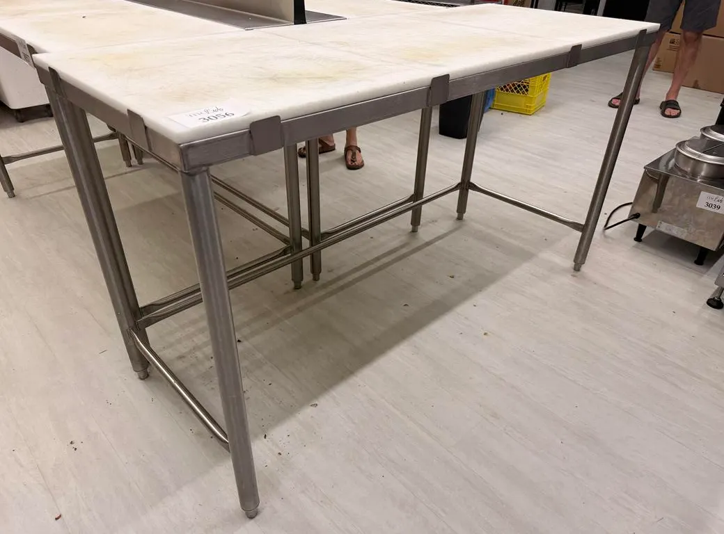 Stainless Steel Food Prep Table with 3-Piece Removable Poly Top