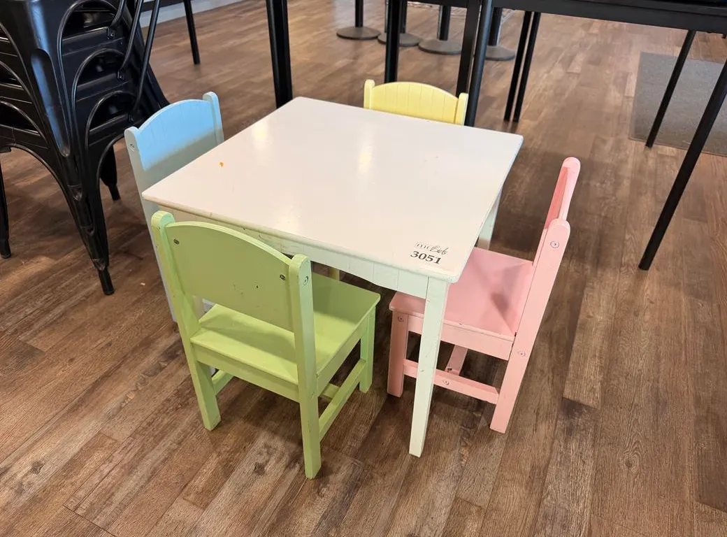 Children's Table and (4) Multi-Coloured Chairs