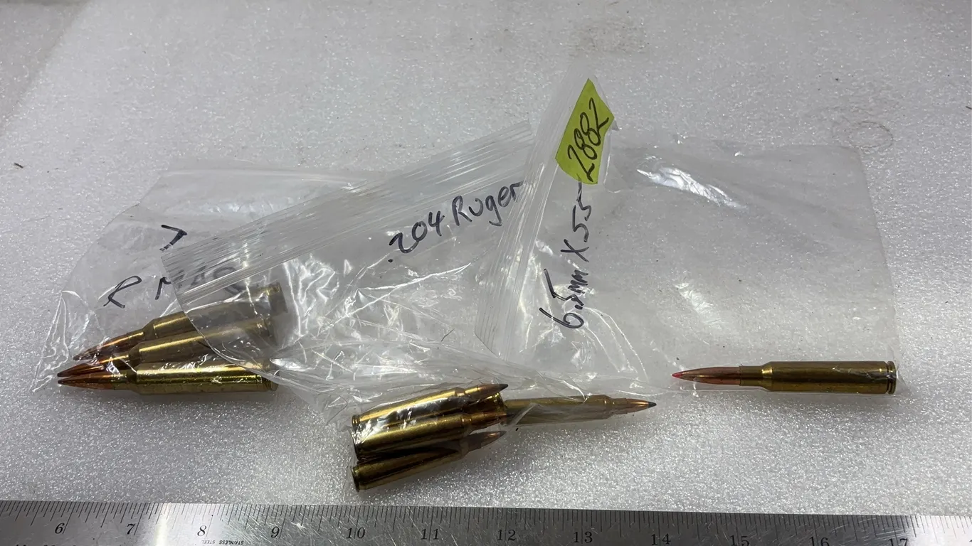 Bags of 6.5mmx55 Cal, .204 Ruger Cal, and 7mm RMAG Cal, Approx. 10 Rounds *Unreserved*