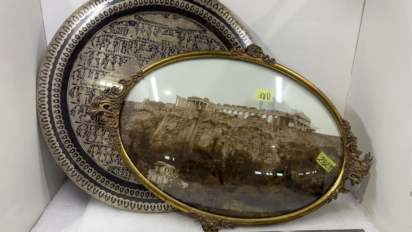Antique Framed Photograph of Athens, Egyptian Decorative Wall Plate, Approx. 2 Items *Unreserved*