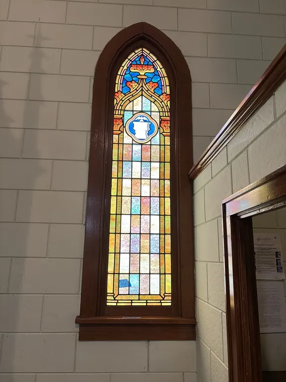 STAIN GLASS WINDOW 20”x76”(BRING TOOLS AND HELP TO REMOVE)