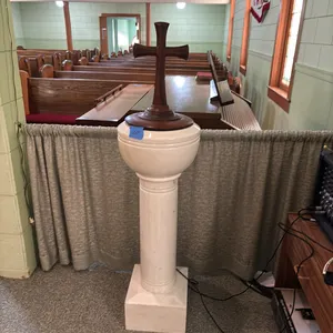 BAPTISMAL FOUNTAIN MARBLE AND WOOD TOP(BRING HELP TO REMOVE)