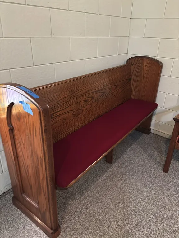 PEW ON ALTAR 6’ WITH REMOVABLE PAD(BRING TOOLS AND HELP TO REMOVE)