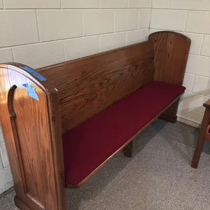 PEW ON ALTAR 6’ WITH REMOVABLE PAD(BRING TOOLS AND HELP TO REMOVE)