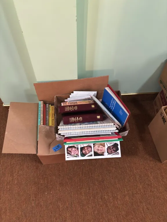 2 BOXES BOOKS AND BIBLES