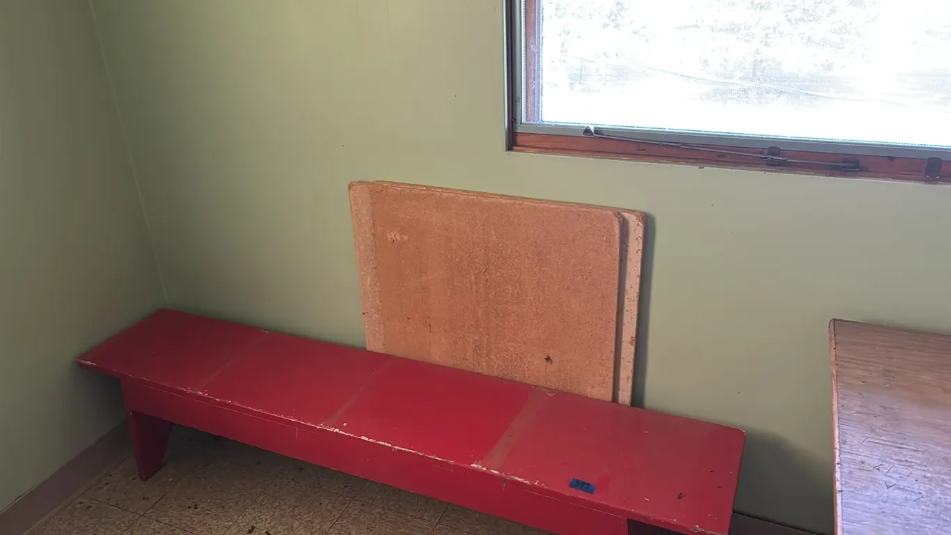 CHILDREN WOODEN BENCH 60”x11”x131/2”- 2 CORK BOARDS