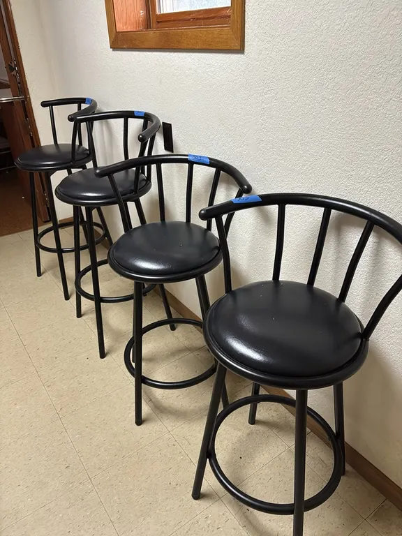 2 30” BLACK BAR STOOLS-2 26” BLACK BAR STOOLS