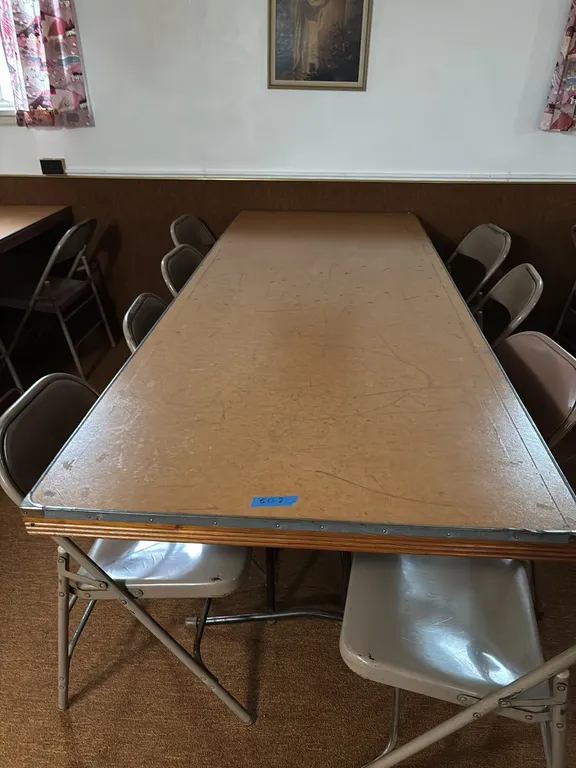 FOLDING TABLE 8’x3’ AND 8 CHAIRS