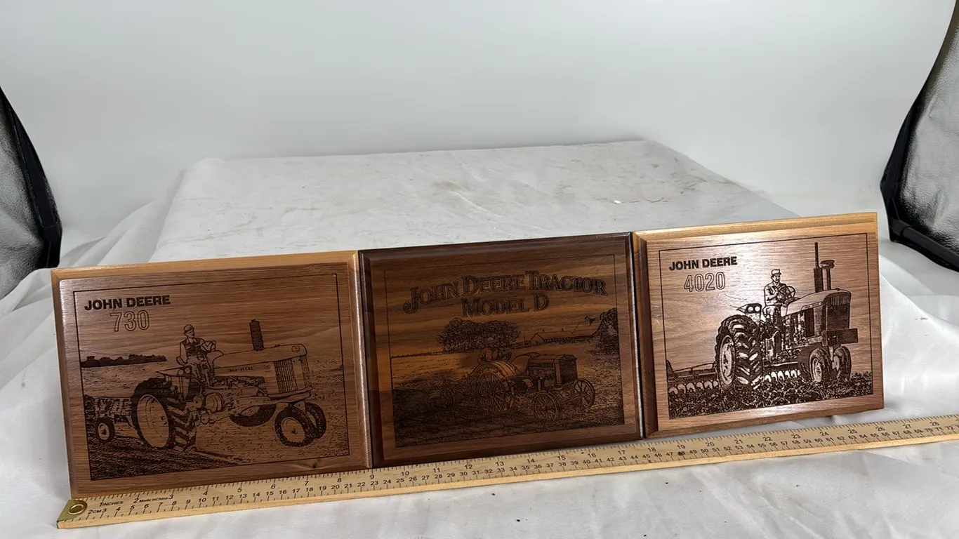JOHN DEERE CARVED WOODEN PLAQUES