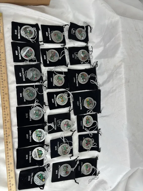 22 JOHN DEERE PEWTER CHRISTMAS ORNAMENTS 1998-2019